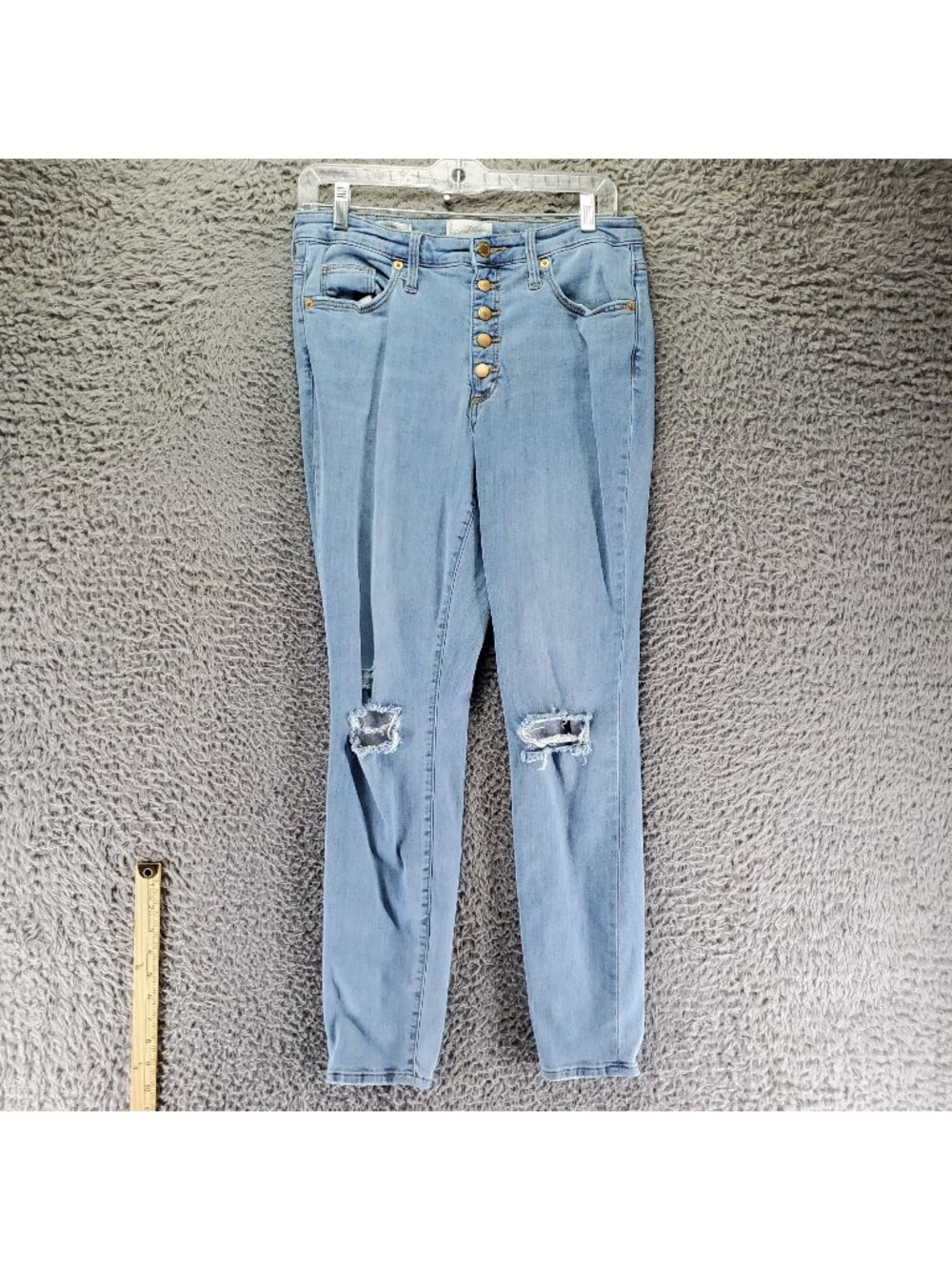 Universal Thread Jeans Womens 8/29R Blue Skinny Distressed Button Fly Denim